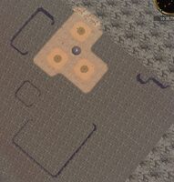 Aerial overview of the Area including the burrows, the Mana Siphon and the walls built during the Quiet Before the Storm patch